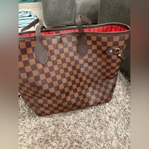 Brown Checkered Tote Bag